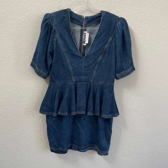 ROTATE Birger Christensen Mindy Denim Dress Sz 10 - Picture 3 of 6